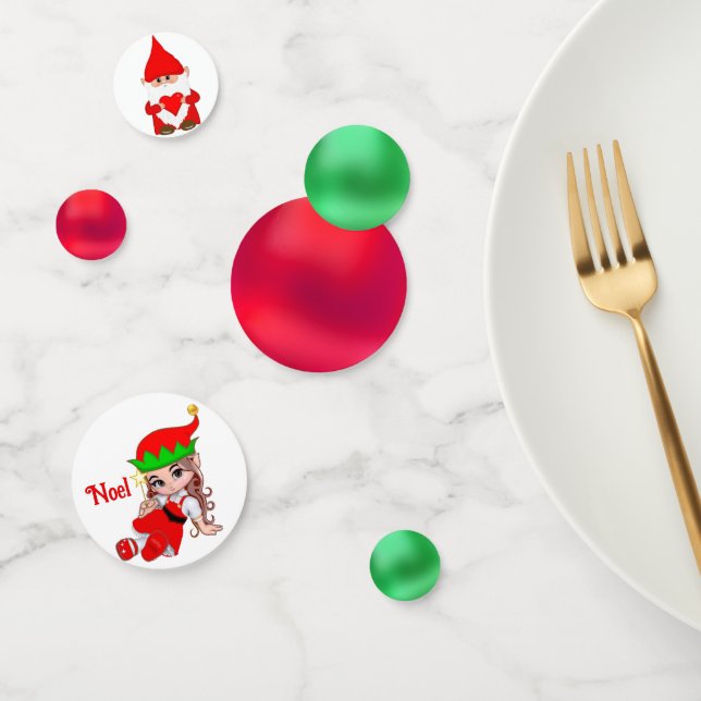 Confeti Gnomo de Navidad, Hada y Verde Rojo (Grupo)