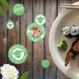Confeti Grad Glam Green Cap Photo Graduation Party
