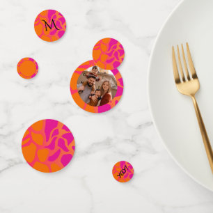 Confeti Gradiente de Naranja y Rosa Fuerte surtido