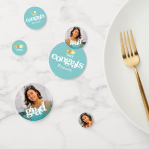 Confeti Graduación azul turquesa 3 fotografía tipografía a