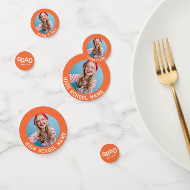 Confeti Graduación de fotografía de Personalizado naranja  (Grupo)