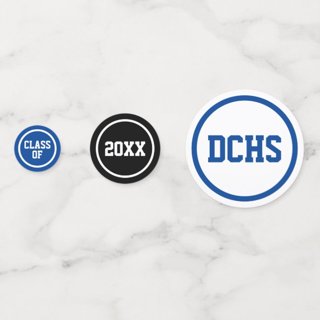 Confeti Graduación de fotos de los círculos modernos azule (Anversos)