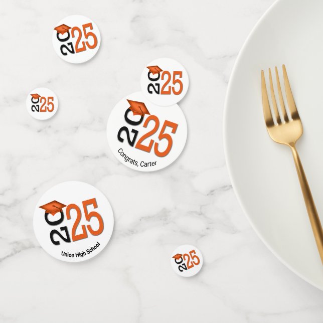 Confeti Graduación de naranja y negro 2025 (Grupo)