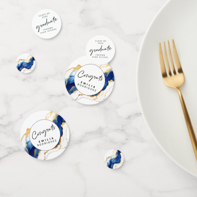 Confeti Graduación elegante de oro amarillo azul real (Grupo)