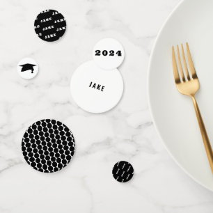 Confeti Graduación en blanco y negro