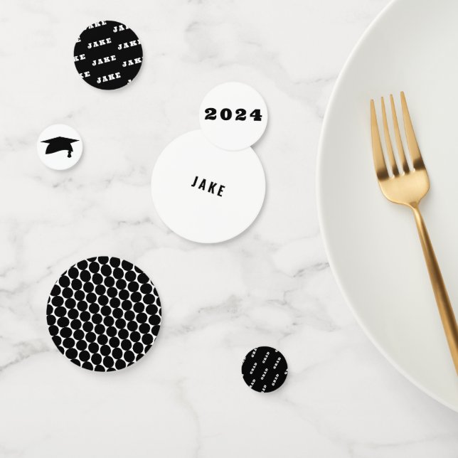 Confeti Graduación en blanco y negro (Grupo)