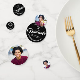 Confeti Graduación en negro 3 foto negrita de escritura en