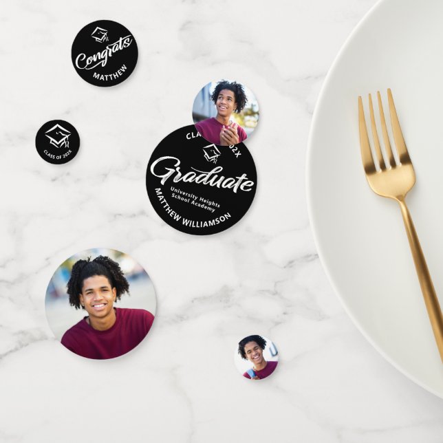 Confeti Graduación en negro 3 foto negrita de escritura en (Grupo)