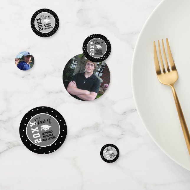 Confeti Graduación personalizada de plata negra (Grupo)