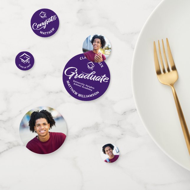 Confeti Graduación púrpura 3 foto negrita Título de guión  (Grupo)