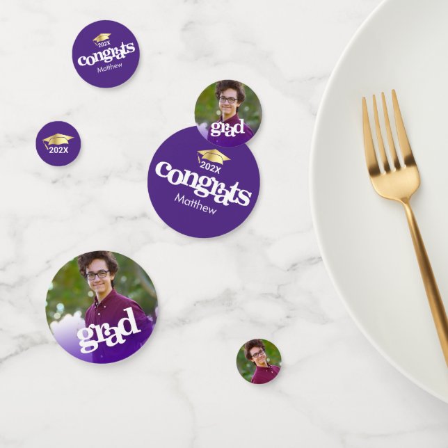 Confeti Graduación púrpura 3 fotografía tipografía audaz m (Grupo)