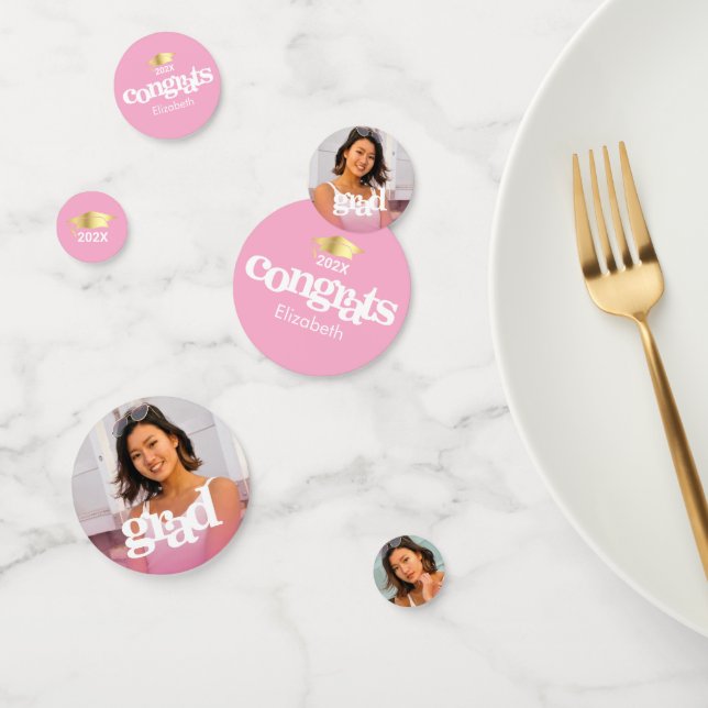 Confeti Graduación rosa 3 fotografía tipografía moderna au (Grupo)