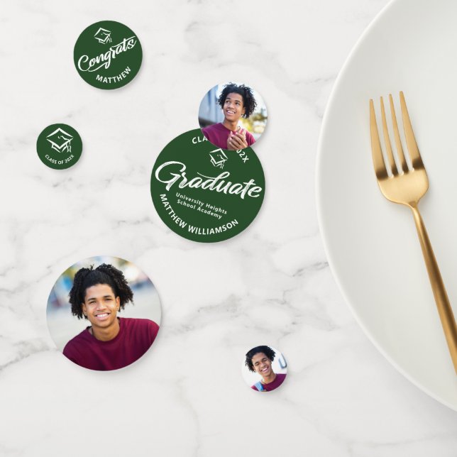 Confeti Graduación verde 3 Foto negrita Título de guión mí (Grupo)