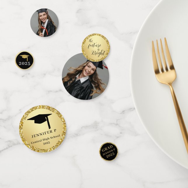 Confeti Graduate Photo Glitter Gold Novelty Graduation  (Grupo)