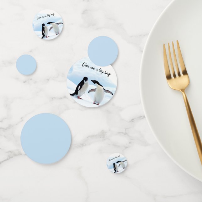 Confeti Gran abrazo al Pingüino en foto de hielo con texto (Grupo)