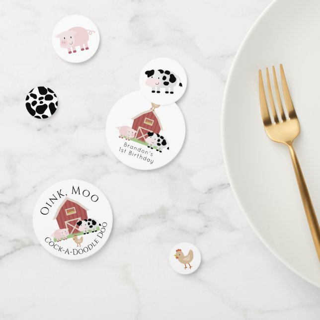 Confeti Granja de animales Barnyard White Birthday Confett (Grupo)