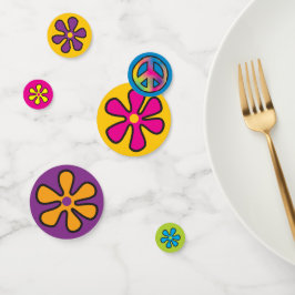 Confeti Groovy paz hippie y poder floral