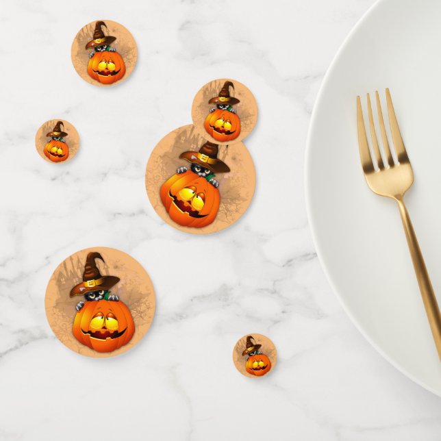 Confeti Halloween Curte Kitty Witch and Pumpkin Friend (Grupo)