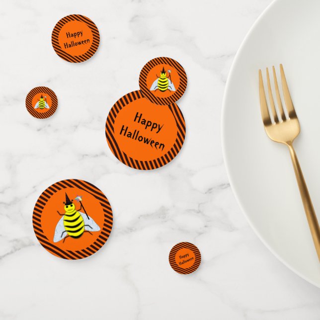 Confeti Halloween Magic Bee Witch Naranja y Black Stripes (Grupo)