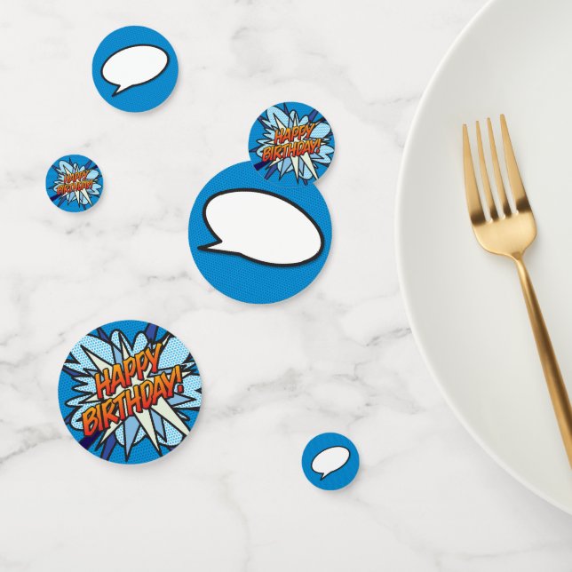 Confeti HAPP BIRTHDAY Speech Bubble Fun Retro Comic Book (Grupo)