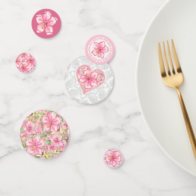 Confeti Hibiscus & lace PINK (Grupo)