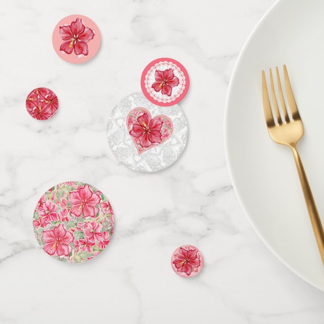Confeti Hibiscus & lace RED (Grupo)