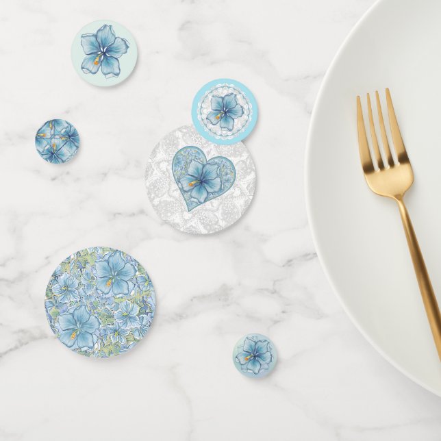 Confeti Hibiscus & lace TURQUOISE (Grupo)