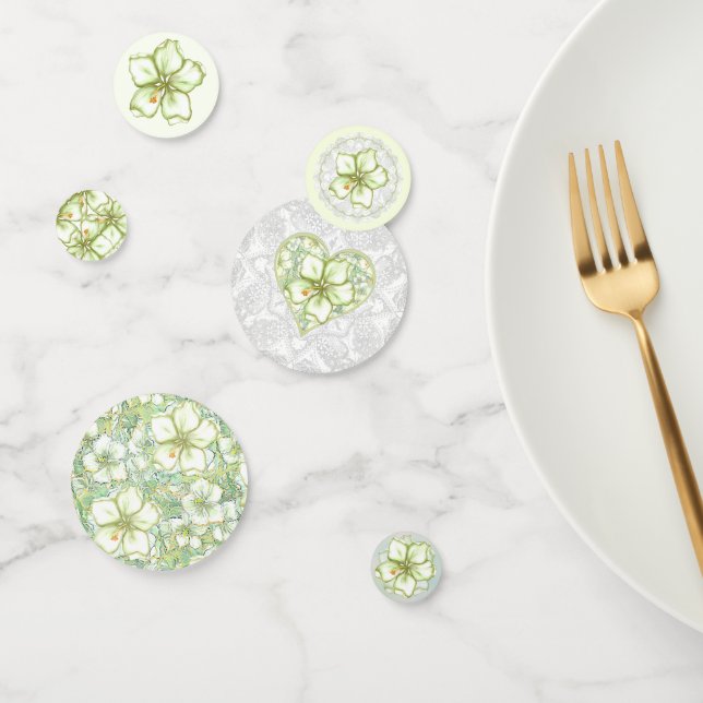 Confeti Hibiscus & lace WHITE (Grupo)