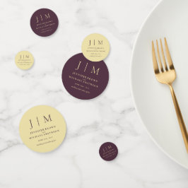 Confeti Higo de Medianoche y Monograma Clásico de Boda de 