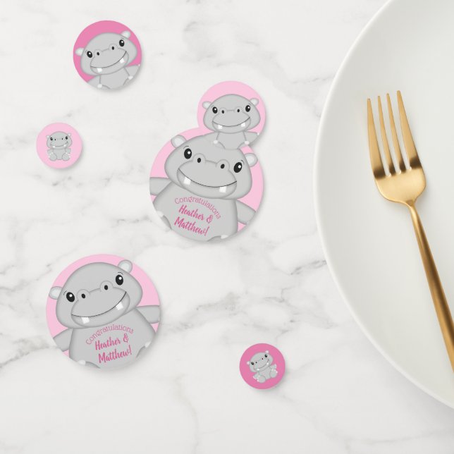 Confeti Hippo Baby Shower Pink (Grupo)