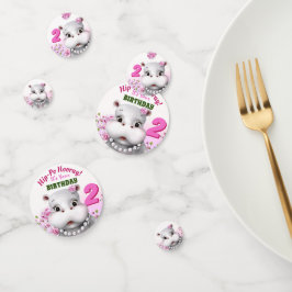 Confeti Hippo Chica Floral Rosa Cumpleaños