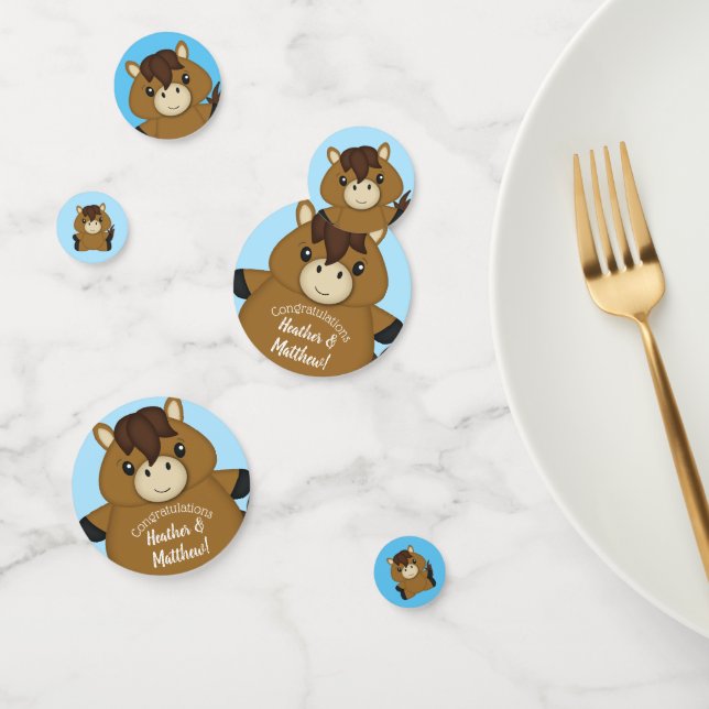 Confeti Horse Baby Shower Blue Boy (Grupo)