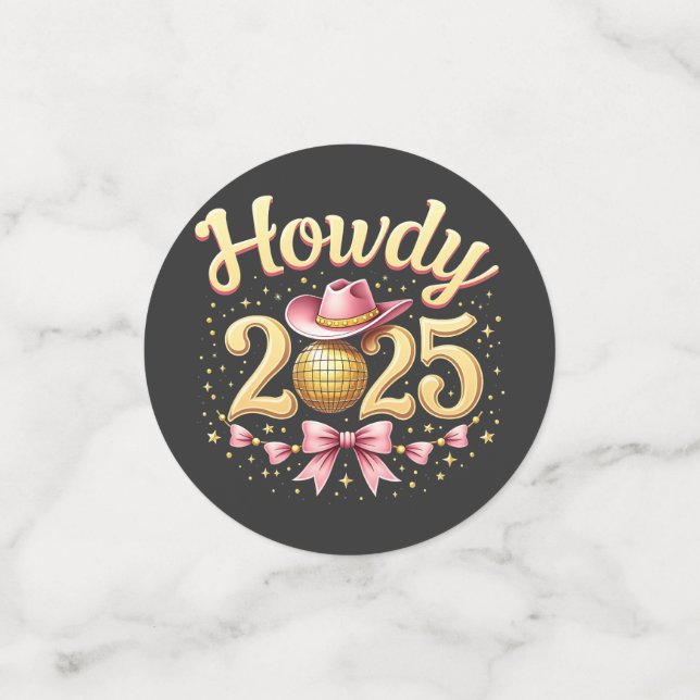 Confeti Howdy 2025 New Year Eve Cowboy Western (Anverso pequeño)