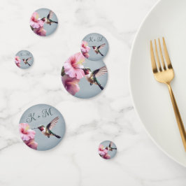 Confeti Hummingbird e Hibiscus Monogram Boda | Azul