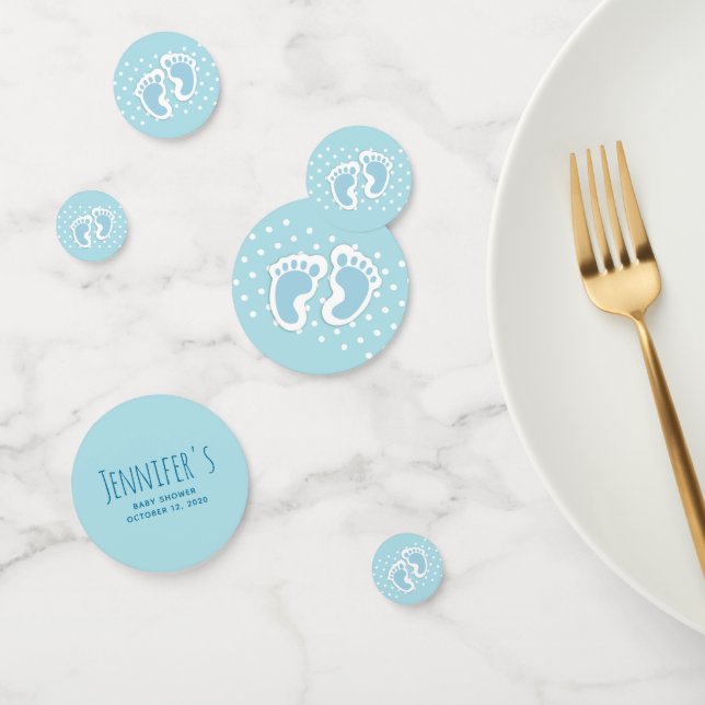 Confeti Ilustracion de pies de niño pequeño azul lindo (Grupo)