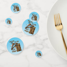 Confeti Imagen divertida de la colgante del acantilado con