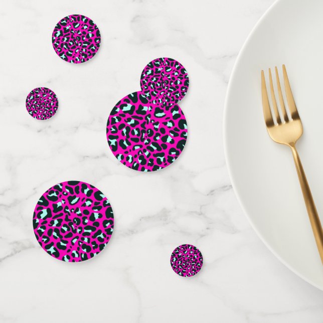 Confeti Impresión de animales de leopardo de chita rosado  (Grupo)