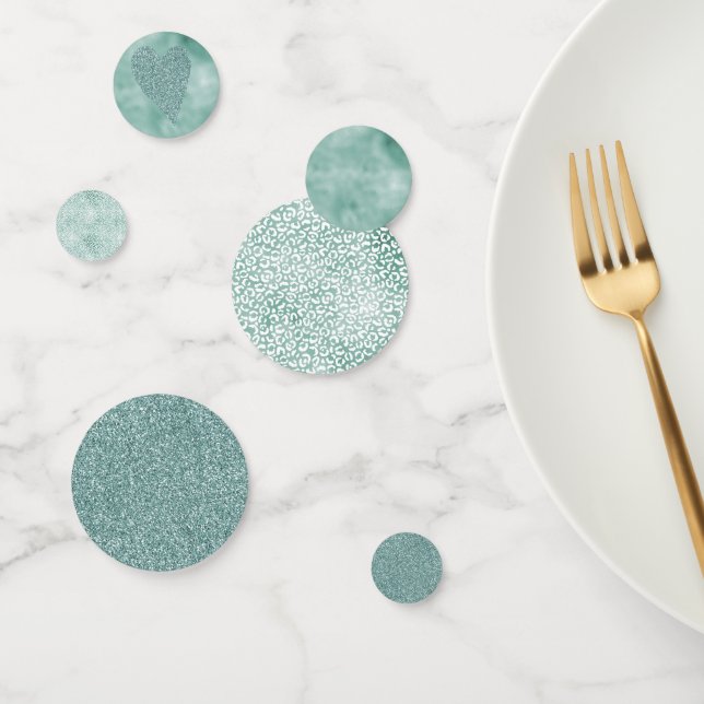 Confeti Impresión de Leopardo Blanco Girly Mint (Grupo)