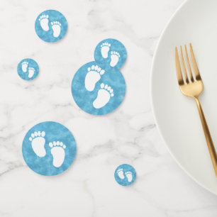 Confeti Impresión de pies de color azul en Baby Shower