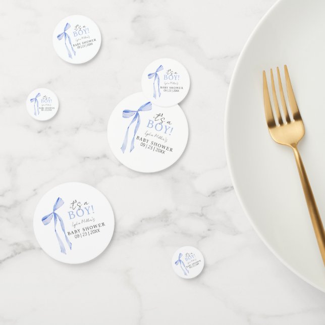 Confeti Invitación a Baby Shower de Blue Bow, Boy Baby Sho (Grupo)