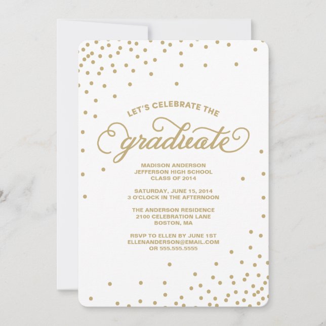 Confeti| Invitación a la fiesta de graduación (Anverso)