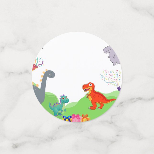Confeti Invitación de Cumpleaños para Niños de Dinosaurio  (Anverso pequeño)