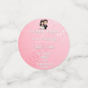 Confeti Invitaciones a la boda rosa con paracaídas de diam