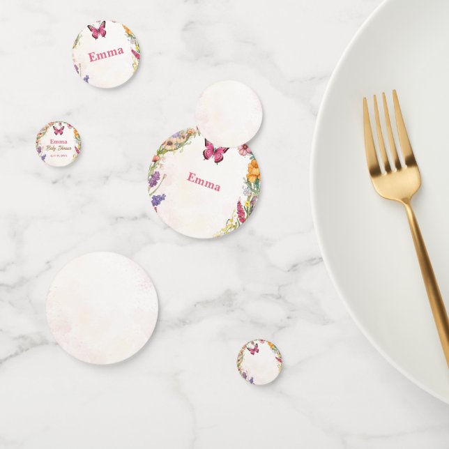 Confeti Jardín floral Baby Shower de mariposa rosa (Grupo)