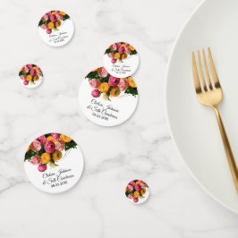 Confeti Jardín floral rosa y amarillo