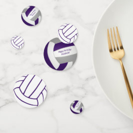 Confeti Jugador de equipo gris púrpura de voleibol cumplea