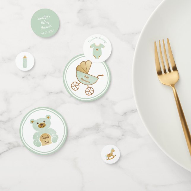 Confeti Juguetes de transporte retro Botella Mint Gold Bab (Grupo)