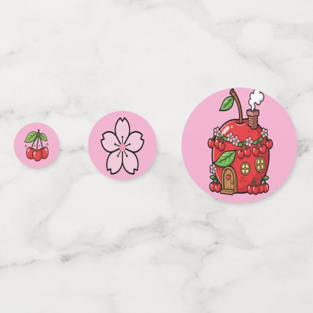 Confeti Kawaii Red Cherry Vibes Cute Girly Aesthetic (Anversos)