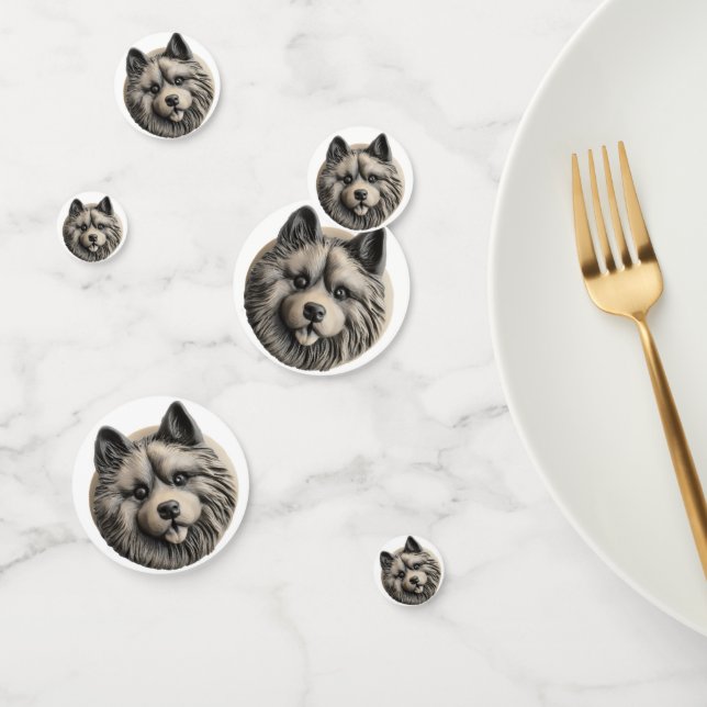 Confeti Keeshond Dog 3D Inspirado (Grupo)