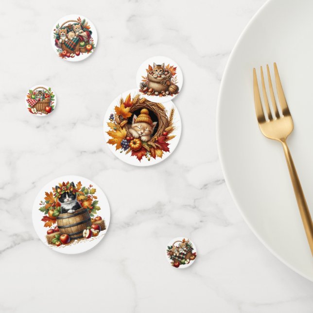 CONFETI KITTENS Y GATOS TEMÁTICOS DEL OTOÑO ADORABLE (Grupo)